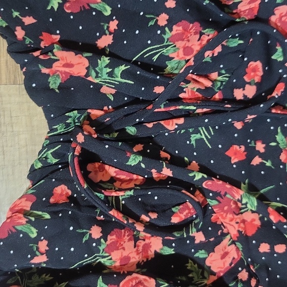 NASTY GAL COLLECTION Black Orange Bright Floral Ruched Bust Mini Dress - Picture 6 of 13